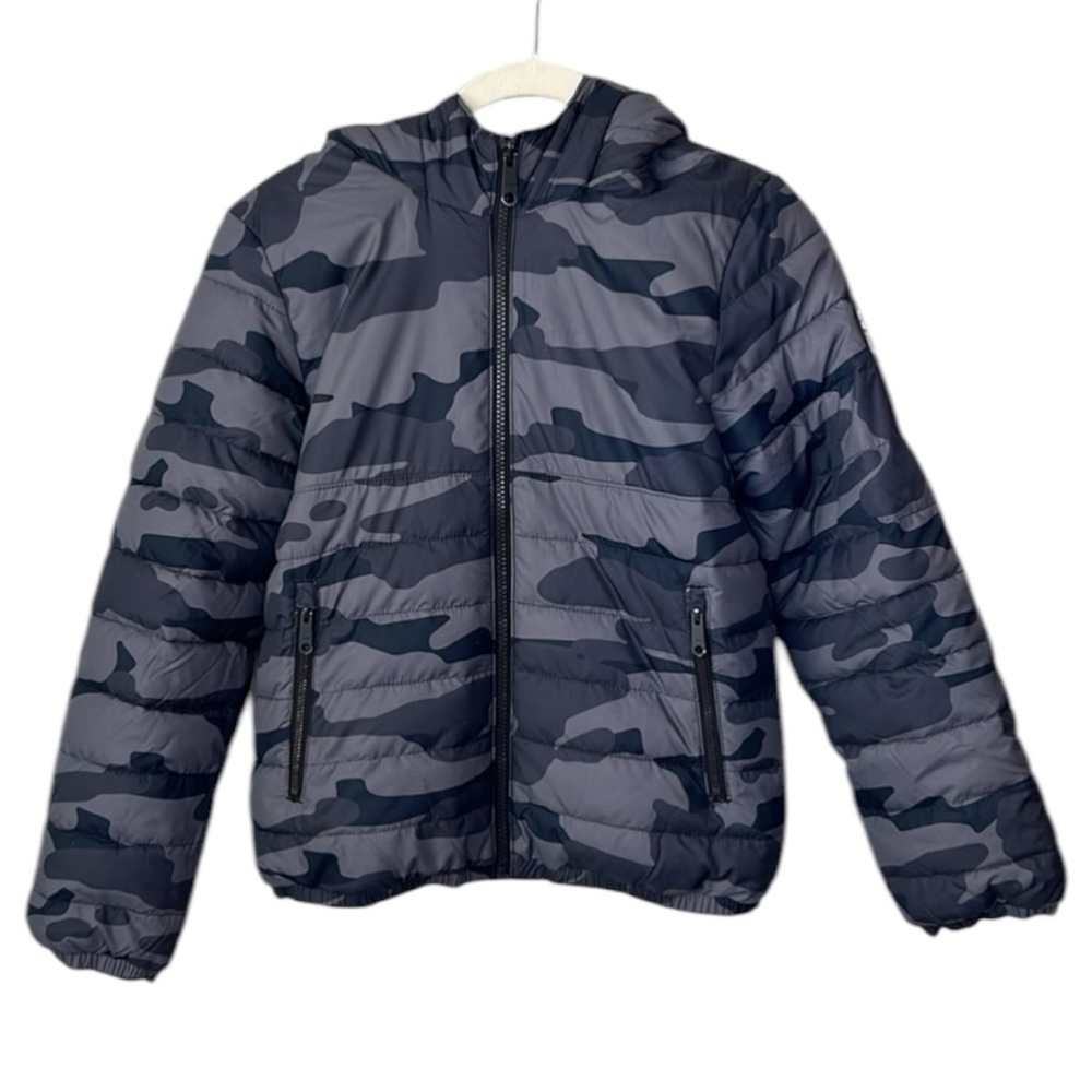 Abercrombie & Fitch Kids Camo Faux Sherpa Winter Gray Jacket Coat Size 9/10